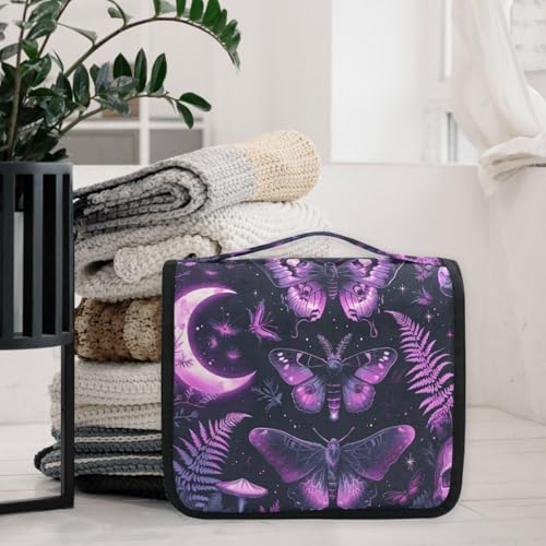 MNSRUU Hanging Toiletry Bag Gothic Skull Butterfly Travel Makeup bag for Toiletries Portable Travel Toiletry Organizer Cosmetic Bags with Hanging Hook - color: Skull I 4090