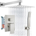 Aolemi Shower Faucet Set Rain Shower System with Handheld Spray Bathroom Shower Combo Rough-in Valve and Shower Trim Kit Included Brushed Nickel 12 Inch Wall Mount Shower Head - color: Brushed Nickel, size: 12 Inch Wall Mount Shower Head