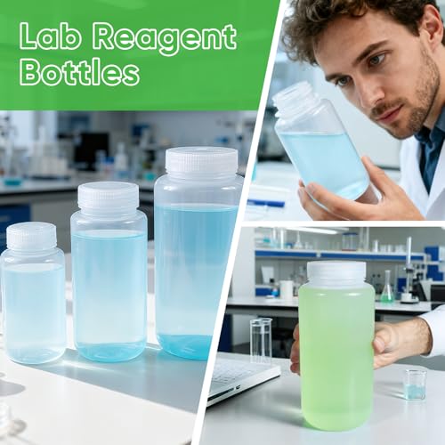DEMORA 32 oz Plastic Bottles with Lids, Airtight Refillable Wide Mouth Travel Bottles for Toiletries, PP Food Grade Plastic Containers for Liquids Pill Water Sample Lab Reagent (Clear, 2 Pcs) - color: Clear, size: 32 oz