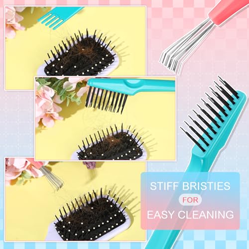Boao 4 Pcs Hair Brush Cleaning Set Tool Mini Hair Cleaning Brush Cleaner Tool for Removing Dust Home Salon Use(Green) - color: Green
