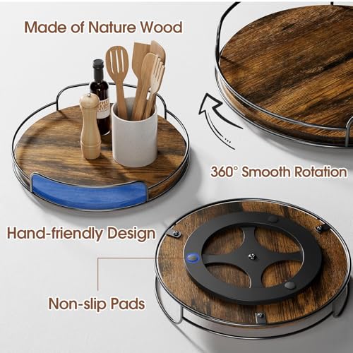 LLAMU 10'' Lazy Susan Organizer, Wooden Lazy Susan Turntable for Cabinet, Table Top, Kitchen, Pantry, Bathroom Countertop Organizer, 1 Pack - size: 10in 1 Pack