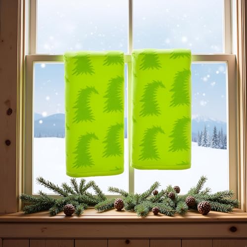 2 Pack Green Christmas Tree Hand Towels 100% Cotton Jacquard Holiday Kitchen Dish Towels Retro Neutral Funny Bathroom Towels Set Seasonal Xmas Winter Christmas Bathroom Housewarming Decor Gift - color: Funny Tree