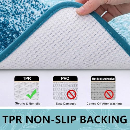 Arotive Bathroom Rugs Sets 2 Piece, Shaggy Soft and Absorbent Microfiber Bath Rugs, Machine Washable Dry Bath Mats for Bathroom, 30x20 and 24x16, Peacock Blue - color: Peacock Blue, size: 30" X 20" + 24" X 16"