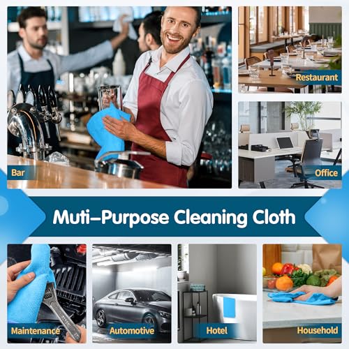 20 Pack Blue Microfiber Cleaning Cloth, Lint-Free Car Wash Towels, All-Purpose Absorbent Cleaning Rags for Housekeeping, Dust Cloth for Office, Mechanic, Automotive - color: Blue