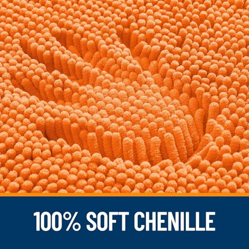 OLANLY Bathroom Rugs Sets 3 Piece, Soft Absorbent Chenille Bath Mats and U-Shaped Contour Toilet Rug, Quick Dry, Home Decor Accessories, Bath Mat Set for Bathroom (30"x20"+24"x16"+24"x20", Orange) - color: Orange, size: 30" X 20" + 24" X 16" + U24" X 20"