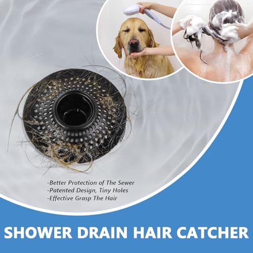 MFTEK Drain Hair Catcher Tub Drain Protector, Stainless Steel Bathtub Shower Drain Hair Stopper Strainer Trap for Shower Bathroom Sink to Catch Hair (Black) - color: Black