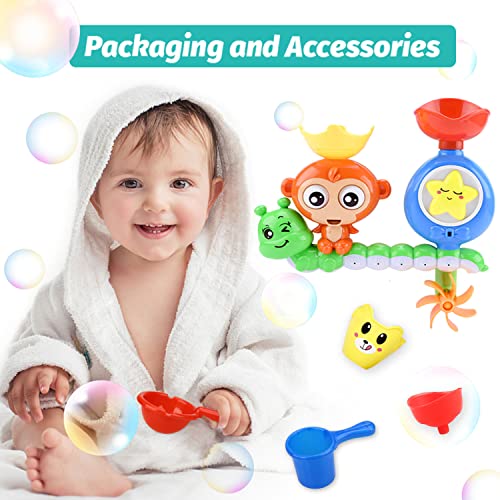 Bath Toys for Kids Ages 1-3 Toddler Bath Toys for Babies 1 2 3 Year Old Boys Girls Water Bathing Tub Toy for 12 18 Months Infant with Cups - style: Monkey Bath Toy