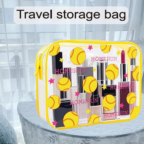 Clear Makeup Bags TSA Approved Toiletry Bag-2Pack，Clear TravelBags for Toiletries, Carry on Airport Airline Compliant Bag,Baseball - color: Yellow Baseball-2pcs