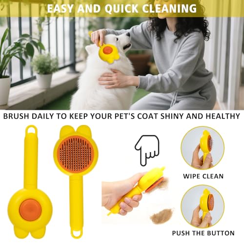 9 Piece Bath Grooming Kit for Pets - Dog Bath Brush Kit Slicker Hair Brush Set with Pet Nail Clipper and File Comb for Shedding Bathing