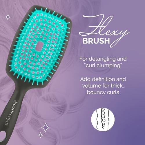 Curl Keeper Flexy Hair Brush, Turquoise - Detangling Hair Brush with Flexible Bristles for Shower Use, Combing Through Curls & Removing Tangles - Lightweight Hair Accessories for All Hair Type - color: Turquoise