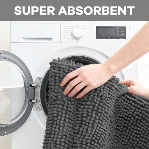 RUN HELIX Toilet Rugs U-Shaped 20x20 Extra Soft Chenille Bath Rugs, PVC Backing Quick Dry, Machine Washable Contour Bathroom Rugs for Toilet Contoured Bath Mats Home Decor Accessories Dark Grey - color: Dark Grey, size: U20"x20"