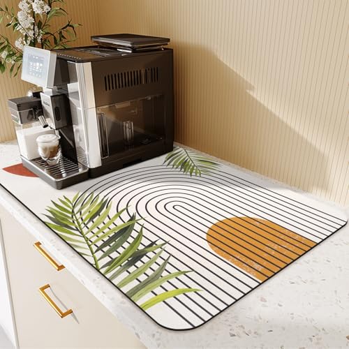 19.5" x 12" Dish Drying Mat & 24" x 5.5" Sink Splash Guard, Super Absorbent Drainer Rack Mat for Kitchen Counter Coffee Bar - color: Orange, size: 19.5"*12"+24"*5.5"
