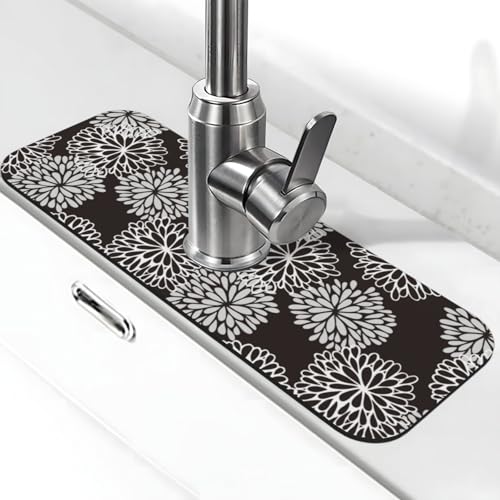Floral 15" X 5.5" Kitchen Sink Splash Guard Faucet Faucet Guard Draining Mat Sink Splash Guard Faucet Kitchen Bathroom - color: Floral