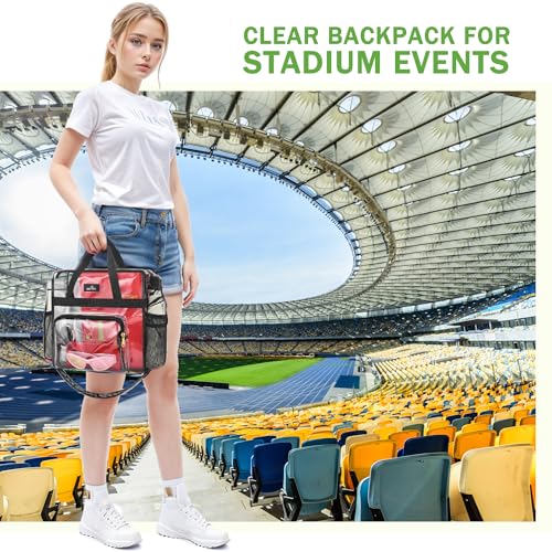 MAY TREE Clear Bag for Stadium Events, 12x6x12 Clear Tote Bag with Removable Strap, Transparent Bag for Concert Sports Gym, Cow-Strap - color: Cow-Strap