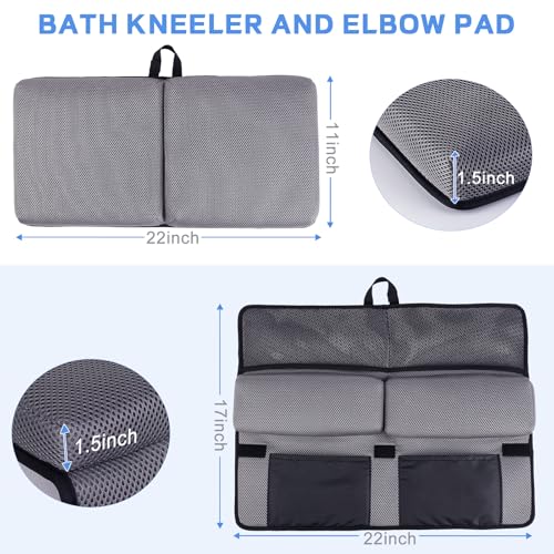 Baby Bath Kneeler and Elbow Rest Pad Set - Kneeler and Elbow Support with Memory Foam and Bath Toys Organizer - color: Deepgray