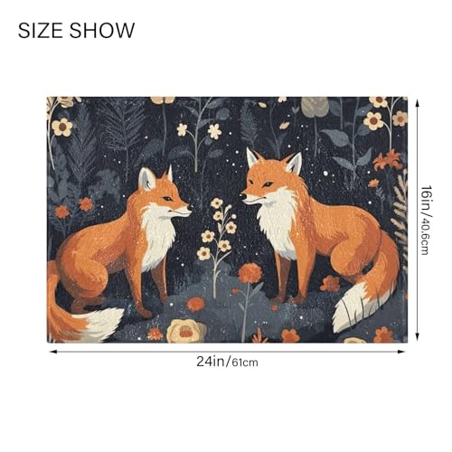 Cute Foxes Bathroom Rug - 16" x24" Ultra Soft Non Slip Toilet Bath Mat Absorbent Plush Shaggy Toilet Rug, Contour Bath Rugs for Toilet Base - size: 1'4" x 2' (Rectangular)