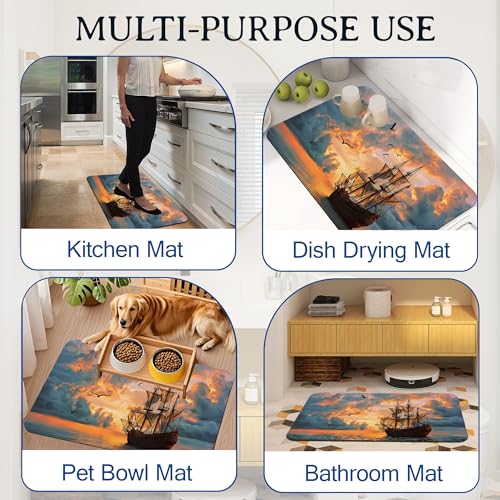 Elightvap Bath Mat Sailboat Landscape Bathroom Rug,Soft and Non Slip Bath Rugs,Quick Drying Machine Washable Floor Mat 17 * 29.5 Inches for Shower Room,Bathtub,Kitchen Bathroom - color: Sailboat Landscape