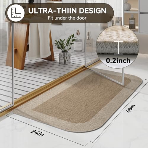 YDKGL Bathroom Runner Rug, Thin Bath Mat Non Slip Washable Large Bathroom Rugs, Rubber Backing Quick Dry for Floor, Tub and Shower, Brown Beige 24x48 - color: A-beige Brown, size: 24"x 48"