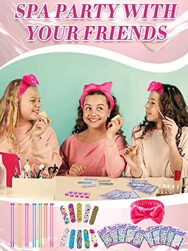 Xuhal 92 Pcs Spa Party Supplies Slumber Party Spa Pretend Play Set with Satin Robes, Headbands and Eye Masks, Sleepover Kit with Gift Bags, Total 10 Sets(Rose,12) - color: Rose, size: 12