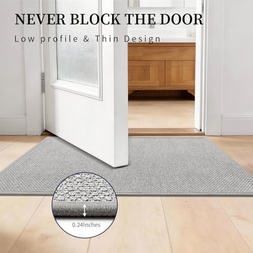 YIHOUSE Gray Bathroom Rugs Sets 5 Piece, Quick Dry Thin Bath Mat with Toilet Rug - Non Slip Absorbent Machine Washable - Bath Runner Rugs for Bathtub Sink Home Decor - color: Grey, size: 5 pieces