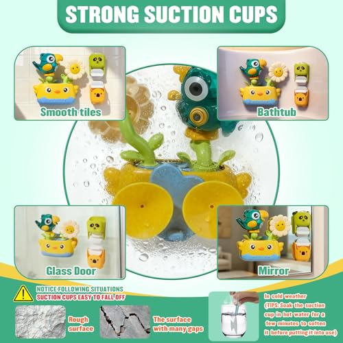 Bath Toys Toddlers 2-4, Mold Free Toddler Bath Toys for Kids Ages 1-3, Baby Bathtub Water Toys with Strong Suction Cups Waterfall Shower Toy with Bath Cups & Watering Can for 18+ Months Boy Girl Gifts - style: Bath Toys with Cups