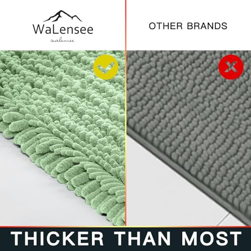 Walensee Bathroom Contour Rug Non Slip Toilet U Shaped Bath Mat (20x24, Sage Green) Water Absorbent Super Soft Shaggy Chenille Machine Washable Dry Extra Thick Perfect Absorbant Best Plush Carpet - color: Sage Green, size: 20"x24" Contour Rug