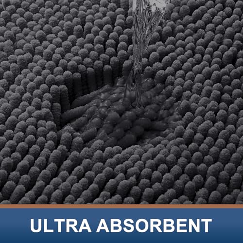 Smiry Luxury Chenille Toilet Rugs U-Shaped 20x20, Soft Absorbent Non-Slip Contour Bathroom Rugs for Toilet, Machine Washable Contoured Bath Mats, Charcoal Grey - color: Charcoal Grey, size: 20" X 20" Contour Rug