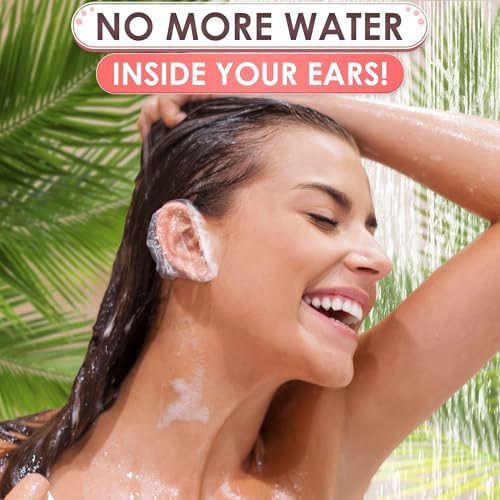 200 Pcs Disposable Ear Covers for Shower, Baths, and Hair Coloring | Lightweight Shower Ear Covers for Showering, Ears Protect from Splashes, Elastic Band that Stretches Up From 1.97" To 4.6"