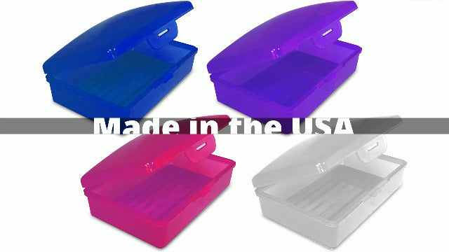American Comb Blue Toothbrush Covers & Soap Box Set - Matching Colors - Tooth Brush Cover Cap, Soap Dish Travel, Soap Dish Holder Travel - Plastic Portable Set with Cover - color: Blue
