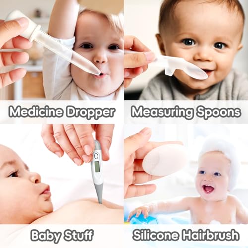 Baby Grooming Kit, Infant Safety Care Set with Hair Brush Comb Nail Clipper Nasal Aspirator,Baby Essentials Kit for Newborn Girls Boys (Grey White) - style: Grey White Grooming Kit