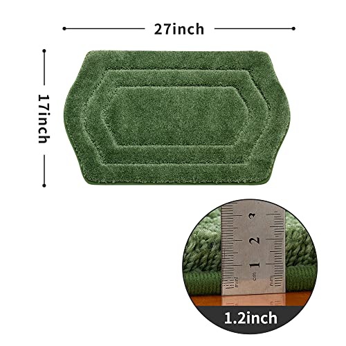 COSY HOMEER Extra Thick Bath Rugs for Bathroom - Anti-Slip Bath Linen Sets Mats Soft Plush Yarn Shaggy 100% Strong Polyester Living Room Bedroom Floor Water Absorbent(Green,17x27 - Inches) - color: Green, size: 1'5" x 2'3" (Oval)