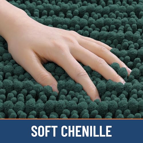 Smiry Bathroom Toilet Rugs U Shaped 24x20, Extra Soft Absorbent Non Slip Rubber Backing Chenille Contour Bath Rugs for Toilet, Machine Washable Contoured Bath Mats, Green - color: Green, size: 24'' X 20''