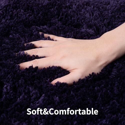 3 Pieces Luxury Bathroom Rug Set with U-Shaped Toilet Rug, Non-Slip Rubber Bottom, Thick Microfiber Fluffy Plush, Water Absorption, Quick Dry, Ultra Soft, Bath Mats for Bathroom, Tub(Purple) - color: Purple
