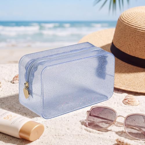 PVC Jelly Travel Makeup Bag,Waterproof Cosmetic Bag/Case with Zipper, Toiletry SPF Bag for Sunscreen, Skincare, and Daily Essentials (08Small Silver) - color: 08Small Silver