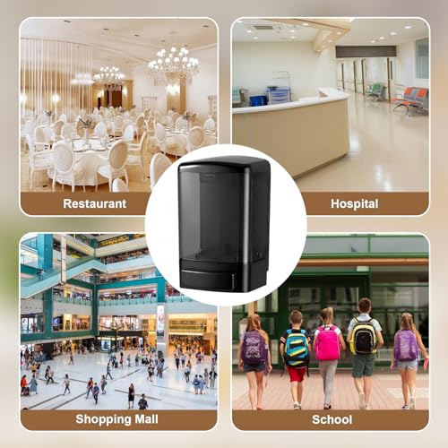 Hushee 6 Pcs Plastic Wall Mounted Soap Dispenser Commercial Manual Soap Containers Wall Dispenser for Kitchen Shower Hotel Liquid Shampoo Gel Chamber (33.8 oz 1000 ml,All Black) - color: All Black, size: 33.8 oz 1000 ml
