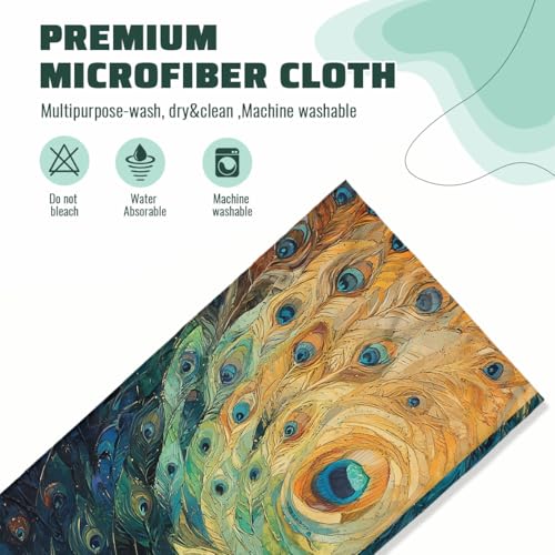 Peacock Feathers Bath Hand Towels Absorbent Colorful Abstract Oil Art Bath Hand Towels for Bathroom Home Hotel Spa Gym Yoga Nautical Beach Bathroom Decor Gifts for Women Man 14.4"x28.3" - color: Peacock Feathers