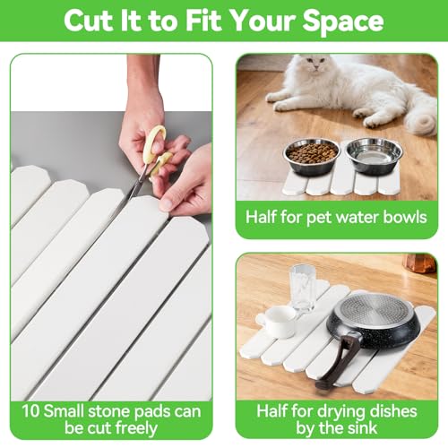 Large Stone Drying Mat for Kitchen Counter, Collapsible Quick Dry Stone Bath Mats for Bathroom, Trapezoidal Absorbent Diatomaceous Earth Dish Stone Mat for Dishes Cookware Countertop, 23.23''x15.4''