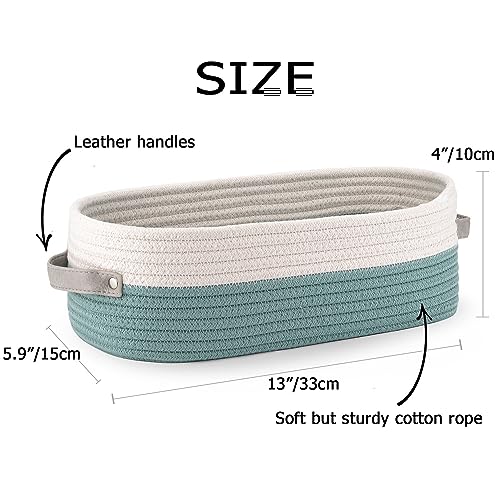 Cotton Rope Woven Toilet Paper Baskets for Organizing Decorative for Boho Decor Small Storage Gift 13"x5.9"x4" Mint Green - color: Mint green