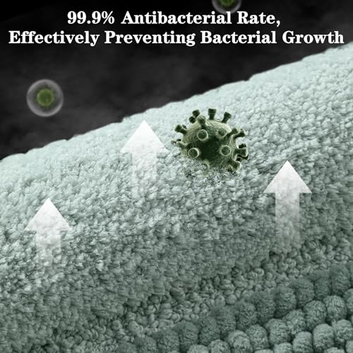 Kmson Ombre Chenille Bathroom Rugs, 24"x36" Non-Slip Bath Mat for Shower Floor & Bathtub, Ultra Soft Washable Shaggy, Fluffy Thick Water Absorbent Microfiber Green - color: Light Green Rug, size: 36" x 24"