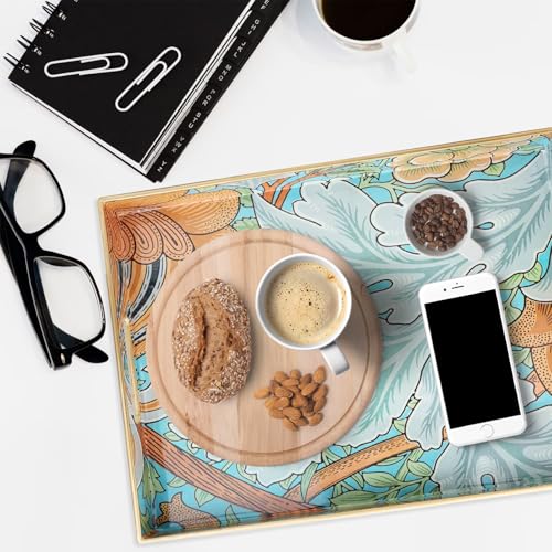 Spsyrine Serving Tray with Handles, Plastic Decorative Tray for Coffee Table, Living Room, Home Decor, Sunflower - color: Multi E