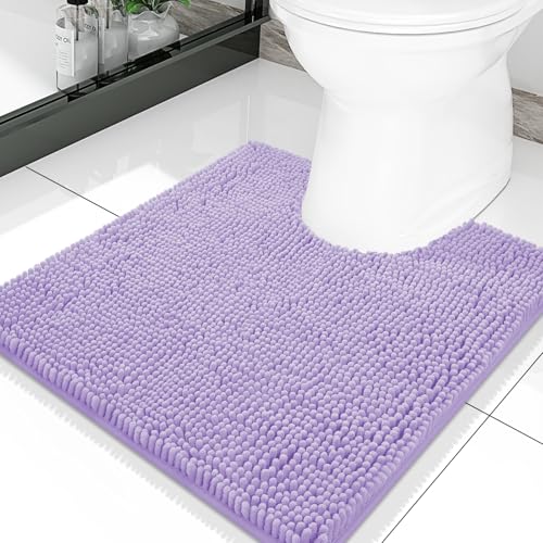 Smiry Luxury Chenille Toilet Rugs U-Shaped 20x20, Soft Absorbent Non-Slip Contour Bathroom Rugs for Toilet, Machine Washable Contoured Bath Mats, Purple - color: Purple, size: 20" X 20" Contour Rug