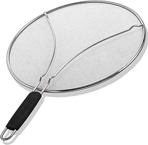 Splatter Screen for Frying Pan - 11.5 Inch Stainless Steel Grease Splatter Guard - Cover Oil Splash when Sizzling Bacon, Cooking Fried Chicken or Popcorn - size: 11.5 Inch