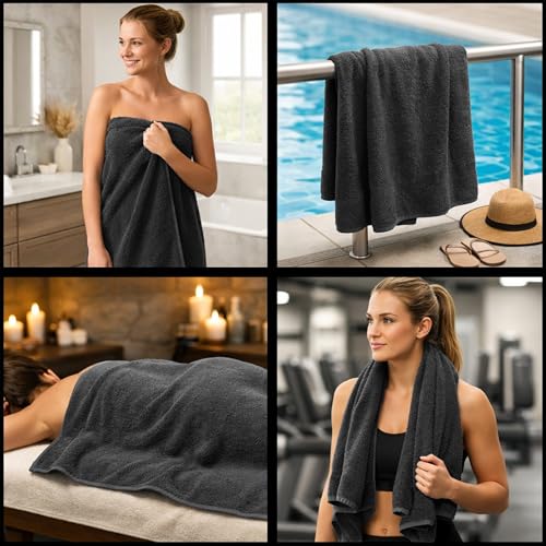 RIVERSIDE Pack of 8 Towels Set, 2 Large Bath, 2 Hand, 4 Face Washcloths, 100% Cotton Hotel Quality, Super Soft, Quick Dry, Highly Absorbent Perfect for Bathroom, (Charcoal Gray) - color: Charcoal Gray, size: Towel Set (PK 8)