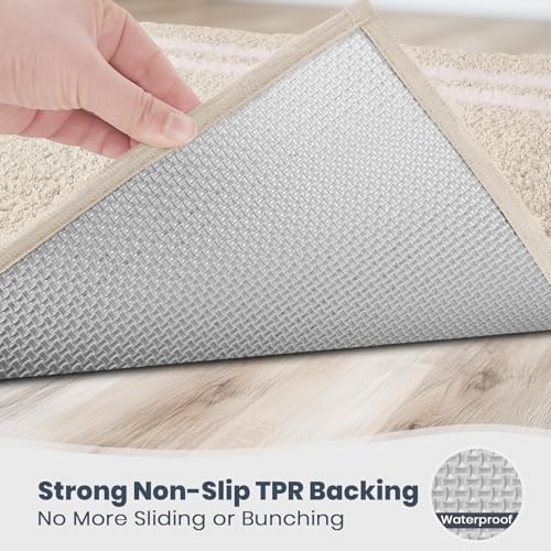 PURRUGS Bathroom Rug Non-Slip Machine Washable 20" x 30", Super Absorbent and Quick Dry Shaggy Microfiber Bath Mat, Extra Soft and Plush Bath Rug for Bathtub, Shower, and Sink, Beige - color: Beige, size: 20" X 30"