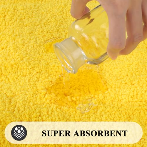 SHACOS Bathroom Rugs Set with Toilet Lid Cover | 20"x32" Bath Mats 19"x21" Toilet Lid Cover 20"x24" U Shape Contour Mat Extra Soft Absorbent Non Slip Bathroom Carpet (Yellow) - color: Yellow, size: 20"x32"+U-Shape 20"x24"+Lid Cover 19"x21"