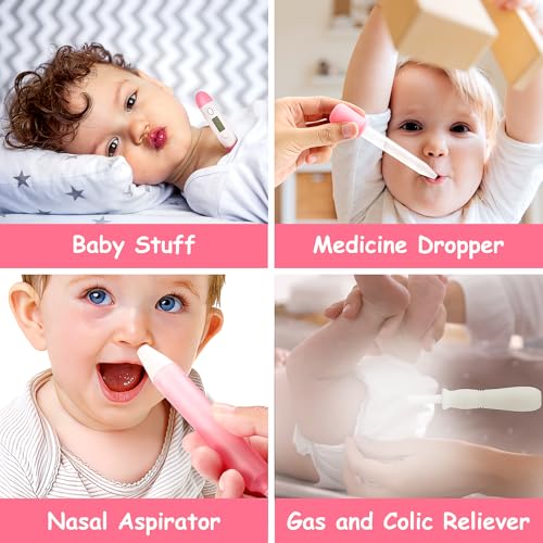 28 in 1 Baby Healthcare and Grooming Kit, Infant Baby Nursery Kit Electric Nail Trimmer Set with Gas Colic Passer Nasal Aspirator Nail Clipper Hair Brush Comb for Newborn Girls Boys (Pink) - style: 28 Kits-Pink