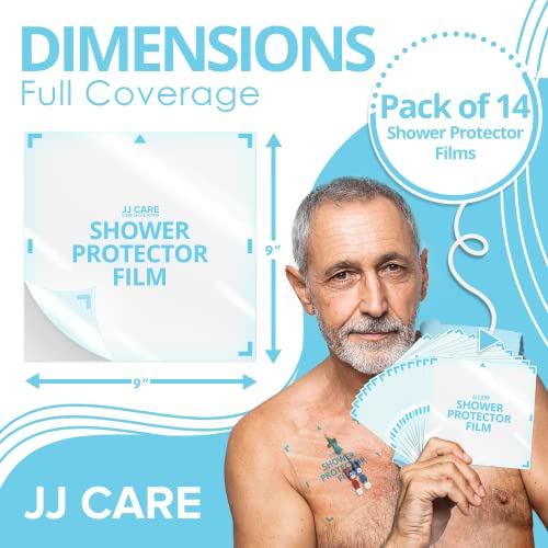 Shower Protector [Pack of 14], 9x9 Dialysis Catheter Shower Shileds Wound Cover, PICC Line Water Barrier, Colostomy Waterproof Bandage Protector, 2 Week Supply