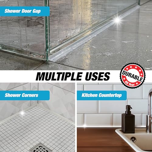 Shower Threshold Water Dam Barrier 39" - Transparent Collapsible Walk in Shower Water Guard - Door Bottom Seal Strip Leak Guard by Hippo Dam - color: Transparent, style: 39