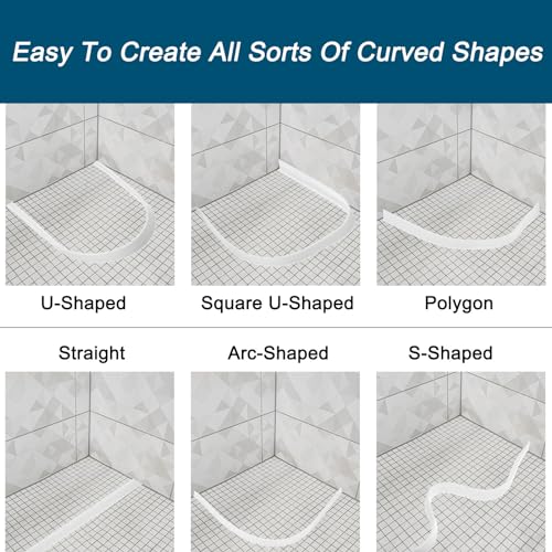 uxcell 59 Inch Collapsible Shower Barrier Stopper Water Splash Guard Blocker 59"Lx0.8"Wx0.5"H for Bathroom Kitchen Wet and Dry Separation, White - color: White, size: 59"Lx0.8"Wx0.5"H