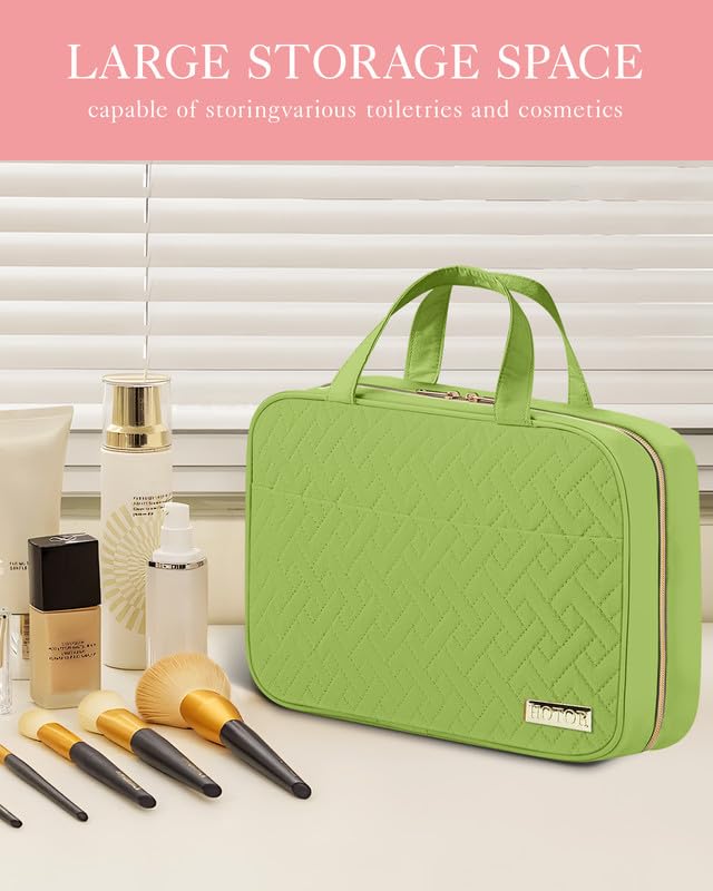 HOTOR Travel Toiletry Bag - Hanging Toiletry Bag for Women & Men, Makeup Bag/Big Comparment, Waterproof for Travel Accessories, Travel Essentials, Medium, Avocado Green - color: Avocado Green, size: Medium